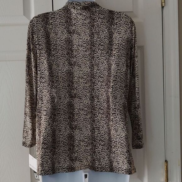 Liz Claiborne lodge Brown Multi Twist front knot Top Sz L NWT - Picture 6 of 7